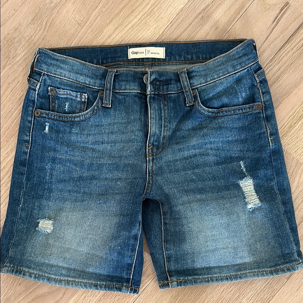 GAP Blue Jean Shorts with Distressed Details